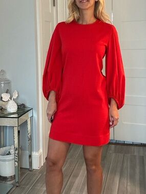 Hugo Boss Red Long Sleeve Mini Dress Balloon Sleeve US4